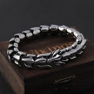 Men's Viking Bracelet - Stainless Steel Punk Design - 20cm long