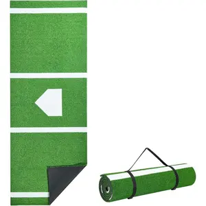 VEVOR 12'x6'/10'x3.8' Upgraded Baseball/Softball Batting Mat with Home Plate - 15MM Thicken Anti - Fade Turf Anti - Slip Foam Backing, Portable Hitting Trainer for Cage/Indoor/Outdoor Practice Green
