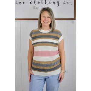 Colorblock Eyelet Knit Sweater