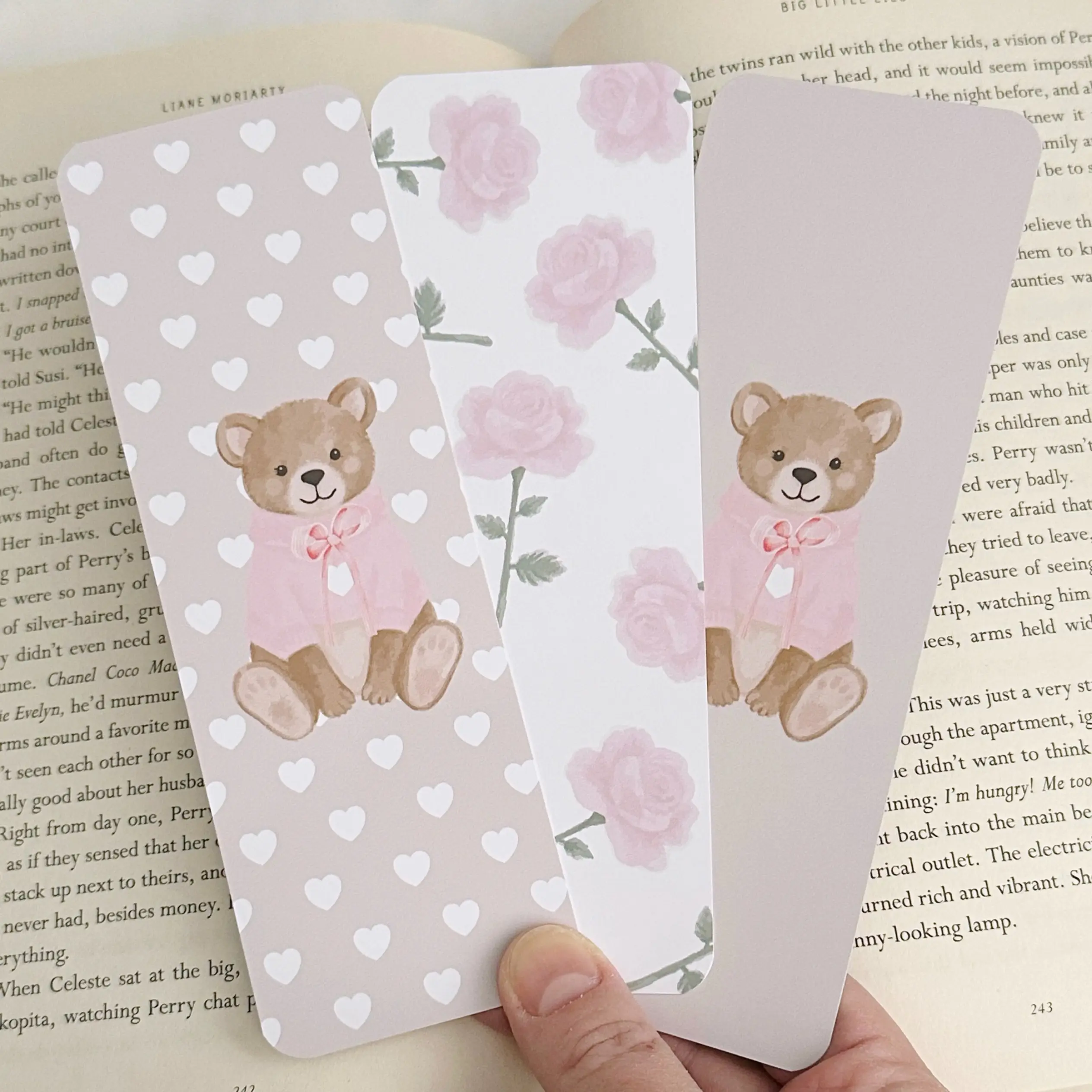 Coquette Teddy Bear Bookmarks | Bookish Merch | Decorative Bookmark cardstock bookmark
