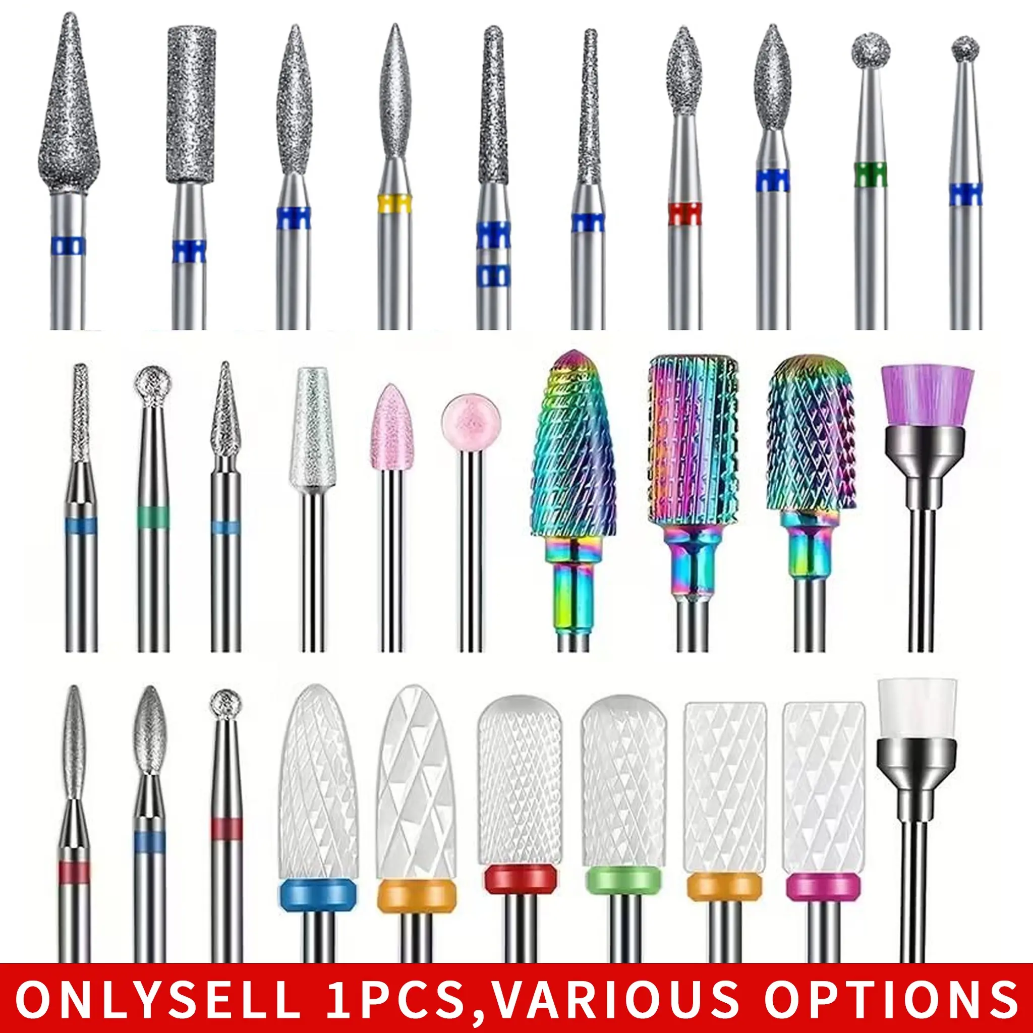 10Pcs Multi‑Function Nail Drill Bits Set, Professional Manicure Pedicure Tools for Cuticle Remover, Dead Skin Grinding, Acrylic Nail Polish Removal, Nail Edge Polishing and Dust Cleaning, Flawless Nail Care Kit