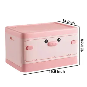 Animal PIG Shape Kids Toy Organizer with Stackable Design and Open Lid – Versatile Storage Solution for Toys, Clothes, Snacks, and Books