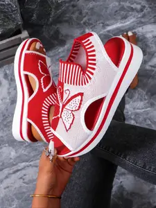 Women's Fashionable Butterfly Design Platform Sandals, Casual Comfortable Breathable Sandals for Summer, Female All-match Round Toe Sandals for Daily Wear, Walking Shoes