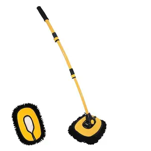 15° Curved Car Wash Brush, Long Handle 40 Inch Extension Pole, Ultra-Fine Fiber Mop, Interior & Exterior Detailing, 2-In-1 Cleaning Tool ()