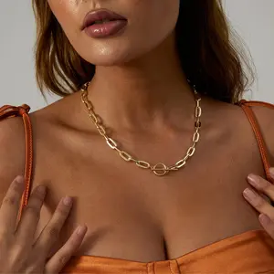 ASCOMY Toggle Clasp Chunky Necklace for Women | Gold & Silver Color Options | Hypoallergenic Tarnish Free | Rolo & Paperclip Chain | Everyday Fashion Jewelry