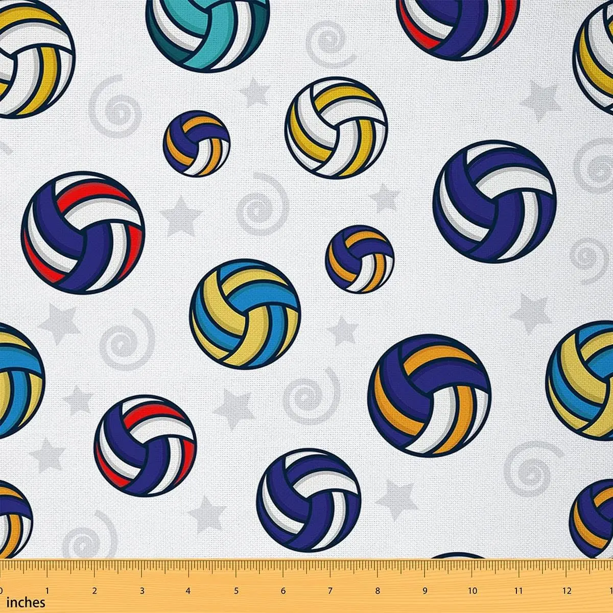 Feelyou Cartoon Volleyball Theme Durable Polyester Fabric by the yd - Tight-Weave Waterproof Textile for Chair Upholstery, Home DIY Projects