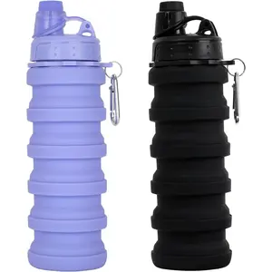 Collapsible Water Bottle for Adults, Boys, Students, ,   Foldable Water Bottles for Travel Camping Hiking ,Leak-Proof Portable  Water Bottle ( Purple & Black)