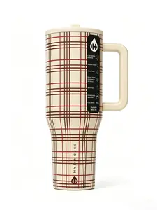 HydroJug 40oz Large Capacity Insulated Tumbler with Handle, Double Wall Stainless Steel, Ideal for Car, Camping, Hiking, Office & Road Trips Drinkware Flasks Mug Bottled Bottles Portable  Bottles  Bottles frozen drink water can pink Glow in Dark bow Plaid