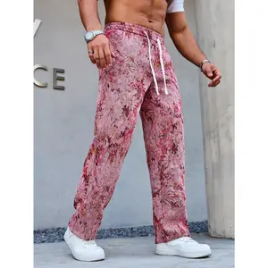 Vintage Floral Tapestry Wide-Leg Pants | Blue Aesthetic Woven Bottoms