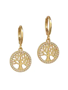 Life Tree Earrings, Titanium Steel with Electroplated Sparkling Zircon, Elegant Accessory for Daily and Party Wear, Perfect Gift