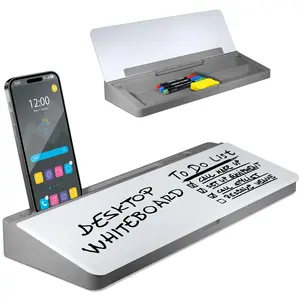 Shop Square Desktop Whiteboard - Glass Dry Erase Board with Phone & Tablet Slot - Home Office & Studying Essentials