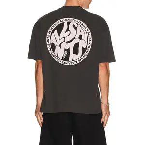 ALLSAINTS Distortion Tee in Washed Black & Pink