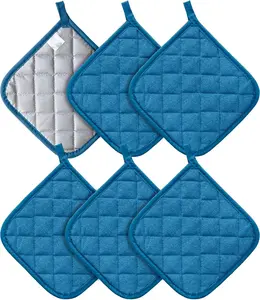 6-Pack Pot Holders – Cotton Heat-Resistant Oven Pads with Non-Slip Grip (Federal Blue)