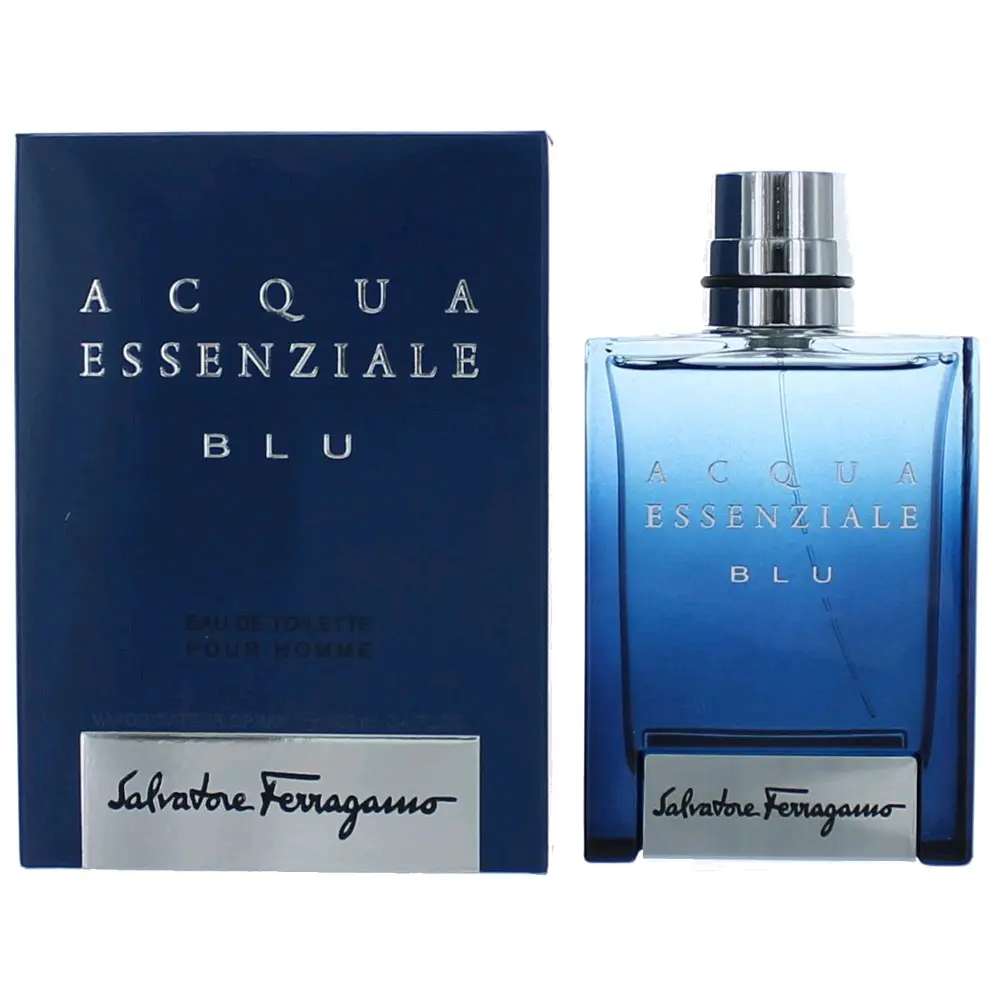 Salvatore Ferragamo Acqua Essenziale BLU Men's Cologne - 3.4 oz EDT Spray Bottle for Male Wear, with Citruses, Woods, Herbal Notes, Lavender