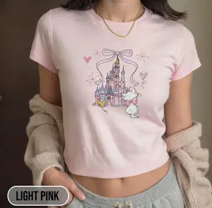 Vintage Marie Cat Castle Bow Baby Tee, Women Crop Tank, Cute  Youth Shirt, The Aristocats Shirt