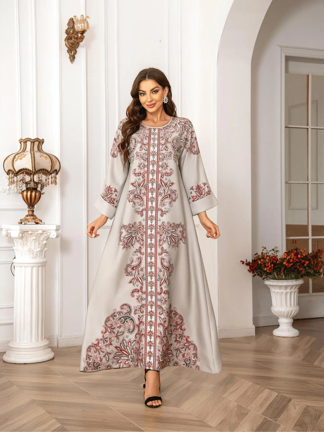 Women's Floral Formal Embroidery Long Sleeve Dress, Elegant Round Neck Dress  for Party Holiday Wedding Guest, Ladies Clothes for All Seasons, muslim  wedding dresses, Womenswear - TikTok Shop