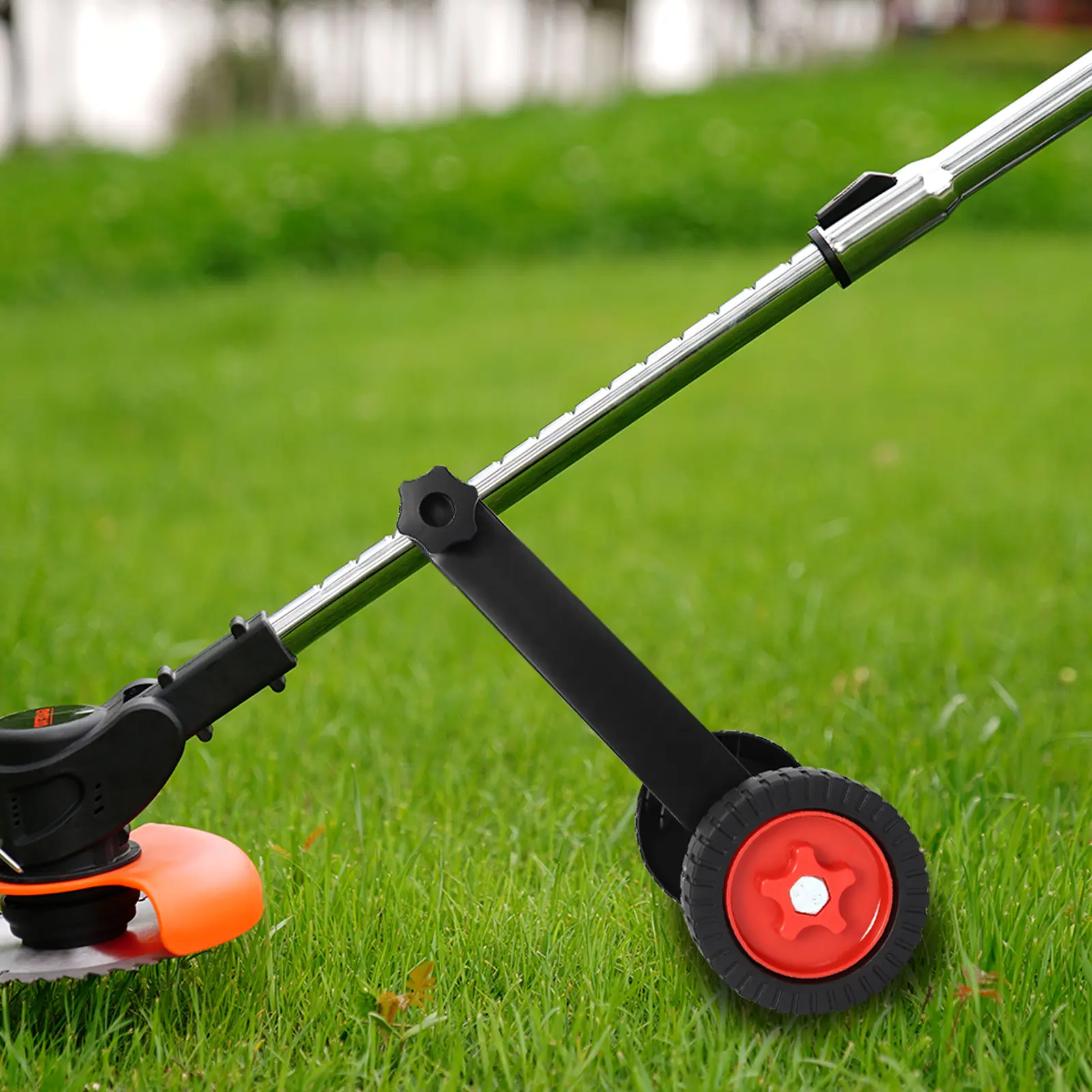 Lawn Mower Support Wheel, Universal Weed Trimmer Auxiliary Wheel Fit 1.02-1.1in Shaft, 7kg Load Capacity Wheel Attachment for Backpack Mower, Gas String Trimmer, Garden Yard Maintenance