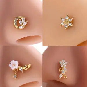 L Rod Nose Rings Set for Piercing - Stainless Steel  20 gauge