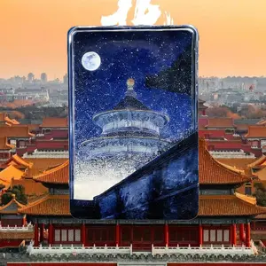 Acrylic Quicksand Snow Fridge Magnet - 6*9cm Night View of the Temple of Heaven, Chinese Landmark Cultural Decor, Beijing Scenic Travel Souvenir, Creative Collectible Gift