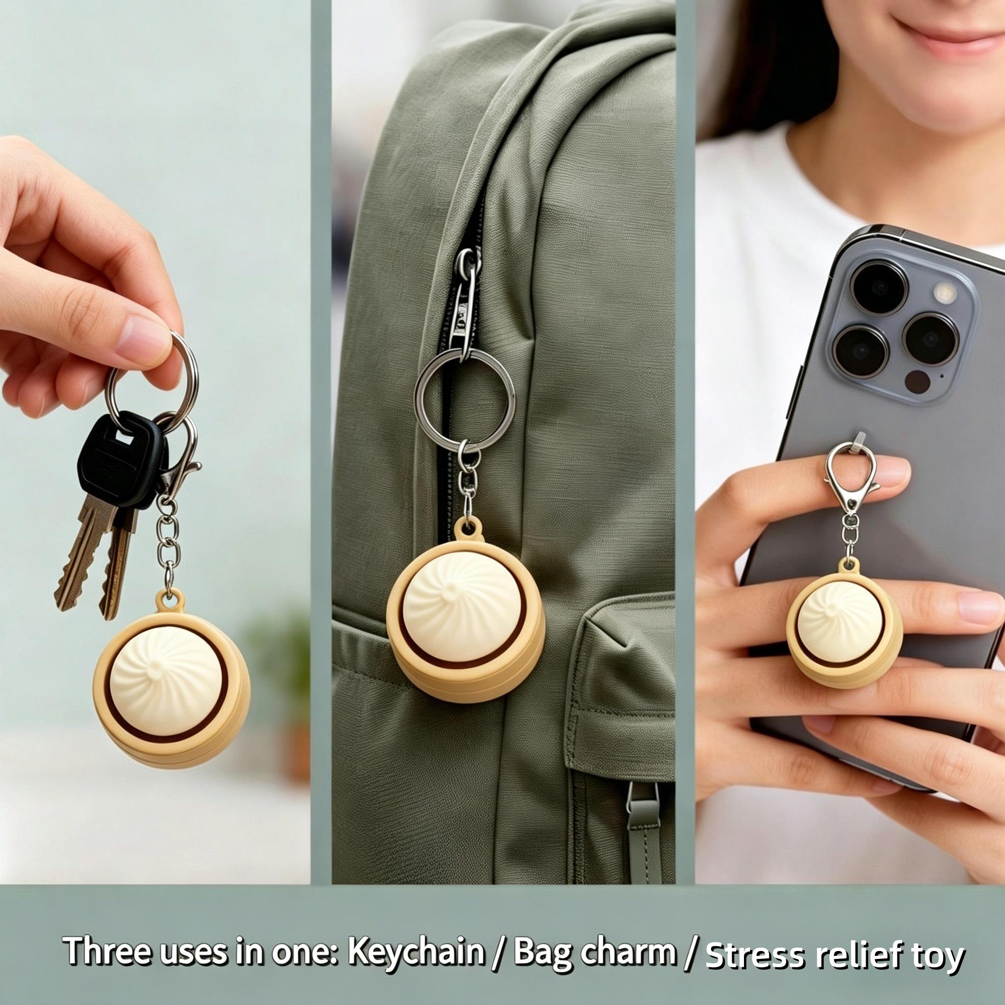 Dumpling Keyboard Fidget Toy,Sensory toys gift, Stress-relief cute Clicker Keychain for Focus Boost, Quiet Anxiety Toys for Kids & Adults, Ideal for Work, Travel and Home