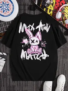 "Mix And Match" Bunny Graphic Streetwear Tee - Unisex Premium Cotton Oversized T-Shirt for Sneakerheads - Aesthetic Urban Fashion Top - Menswear