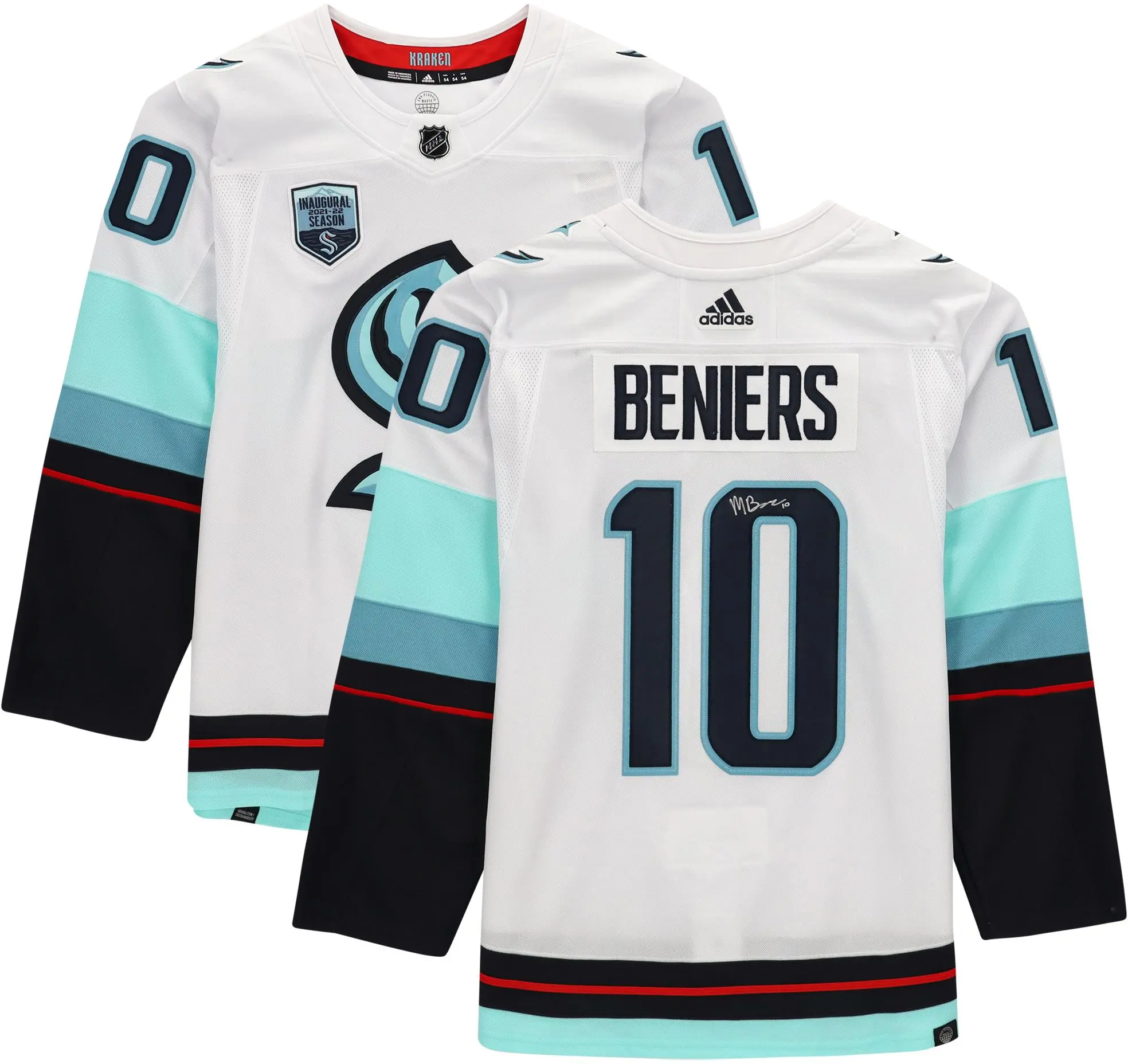 Matty Beniers Seattle Kraken Autographed White Adidas Authentic Jersey - Fanatics Authentic Certified