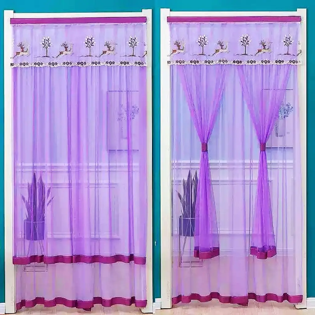 No-punching Mosquito-proof Door Curtain, Double-Layered Lace Door Partition, Self-Adhesive Room Divider For Bedroom & Kitchen, Modern Home Decor, Christmas reindeer, Christmas deer, Christmas Decor
