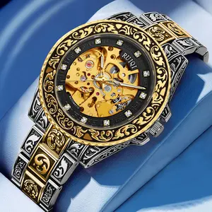 Graffiti Skeleton Mechanical Movement, Perfect Holiday Birthday Gift for Men, Automatic Mechanical watch, Transparent mineral glass Dial/Vintage Stainless Steel Strap/Street Art Design luxury dress