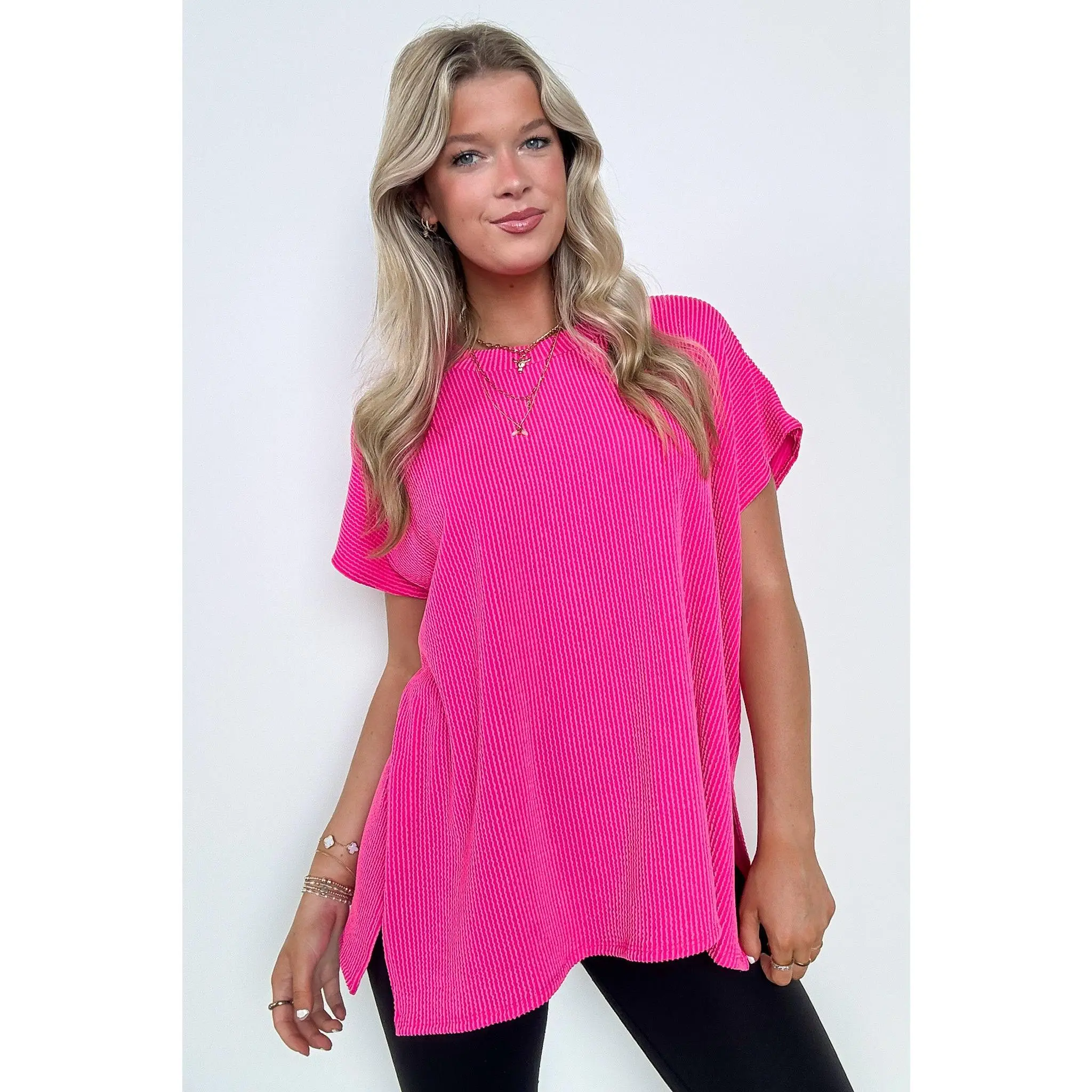 Casual Favorite Short Sleeve Side Slit Tunic Top - BACK IN STOCK