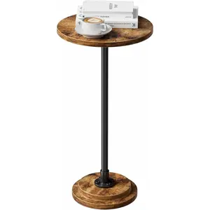 Small Side Table, Round Drink Table, Sofa End Table for Living Room, Coffee Tables for Bedroom, Rustic Brown