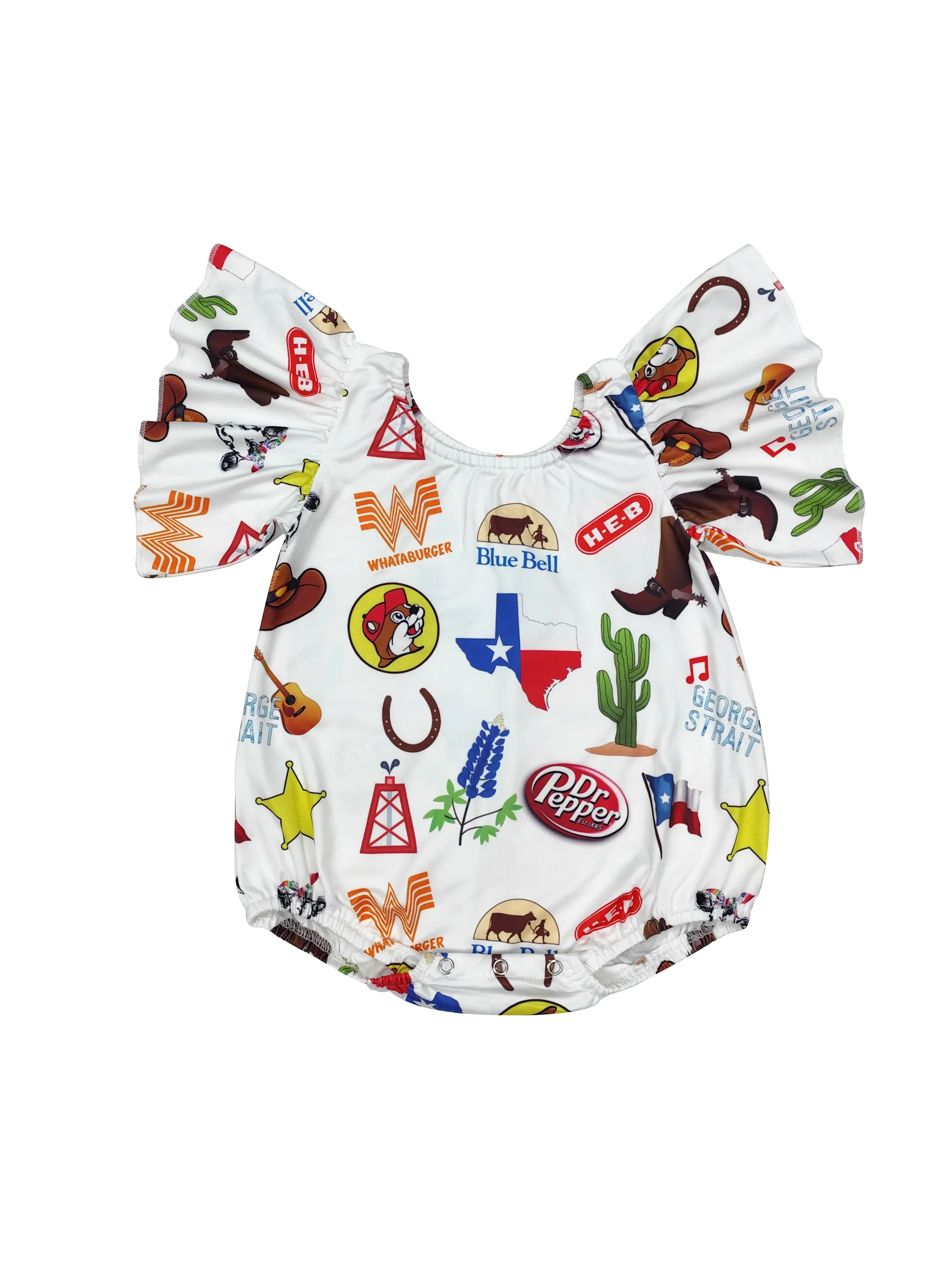 Baby Girl's Ruffled Romper, Casual Solid Color Short Sleeve Bodysuit with Round Neck, Cute Comfortable Baby Clothing