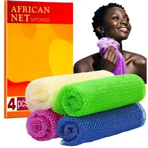 4PCS African Net Sponge – Exfoliating Bath Washcloth, Quick-Dry Body Scrubber for Smooth & Glowing Skin