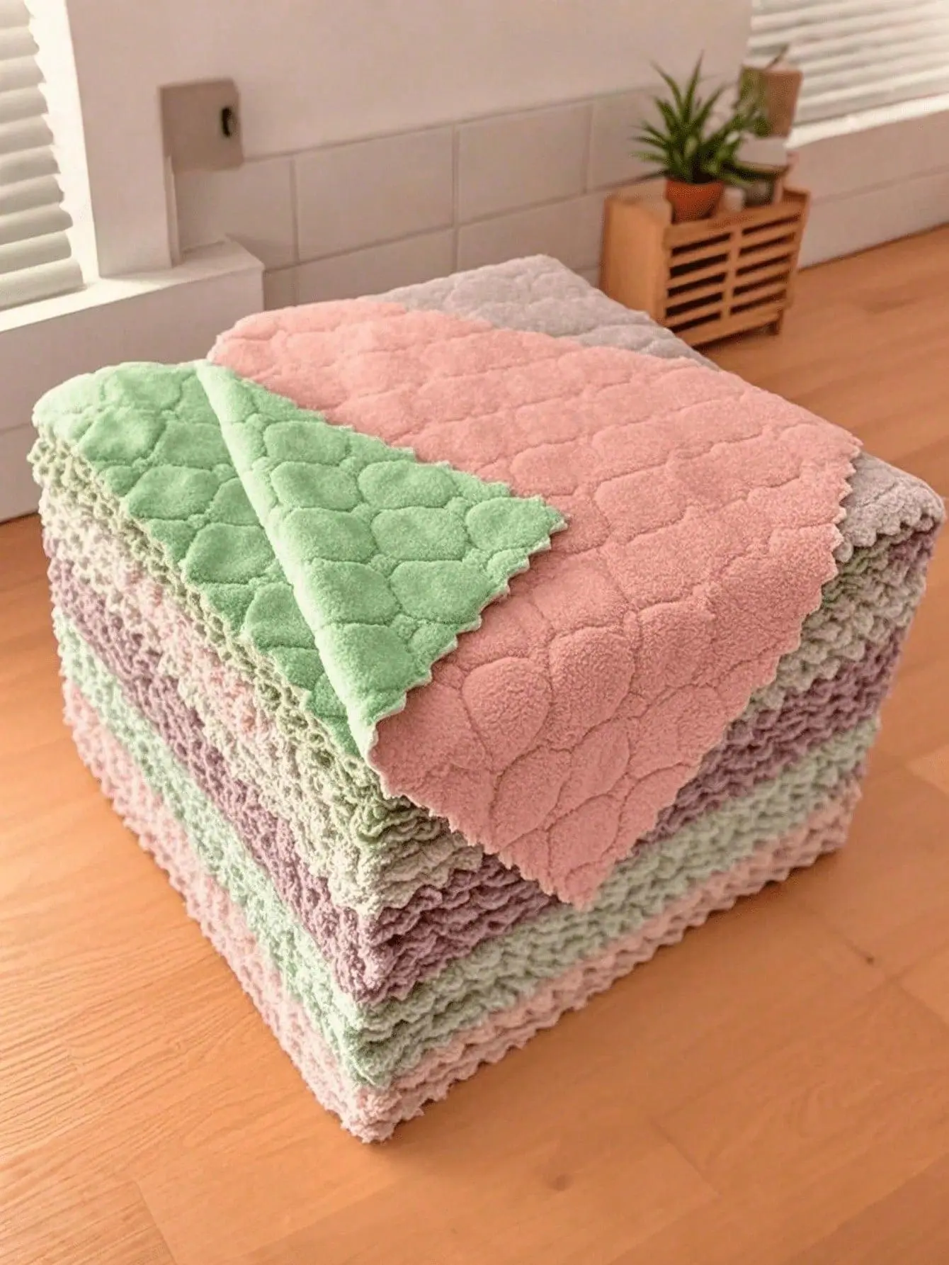 10Pcs Premium Microfiber Washcloths - High Absorbency, Lint-Free, Reusable Dual-Sided Coral Fleece Towels for Home Care, Drying, Kitchen Clean, 10 Pcs, Assorted Color Cleaning Cloths