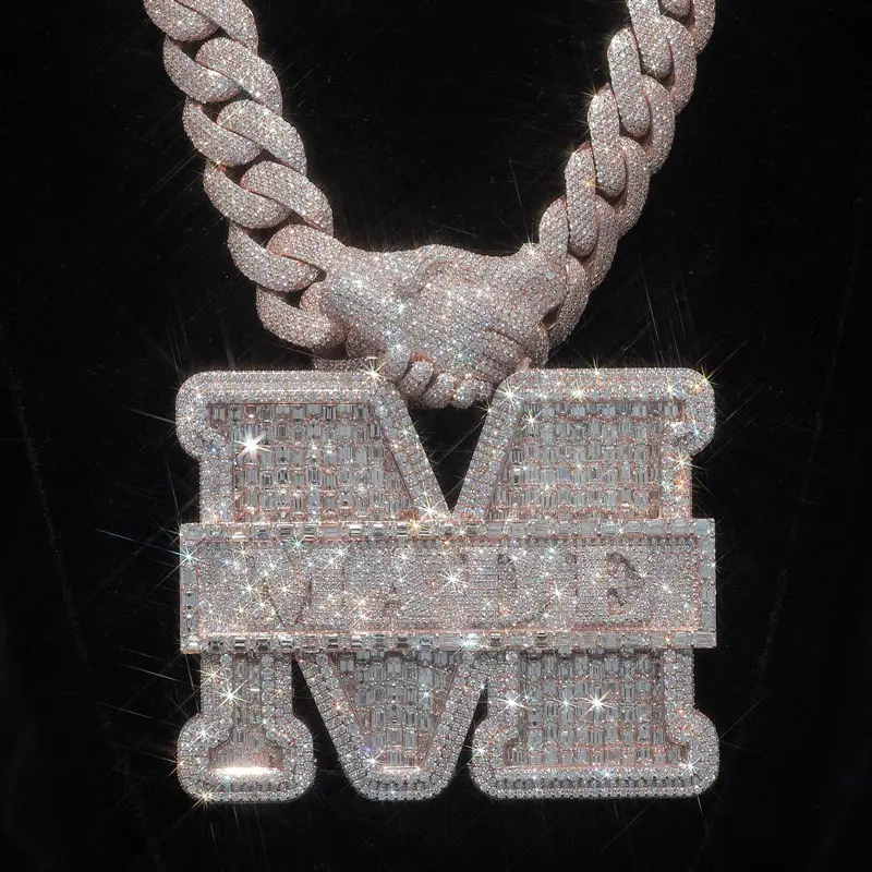 Custom 3D Design Large M Letter Pendant, High-End Luxury Frosted Pendant Jewelry for Men and Women, Unique Thick Big Pendant