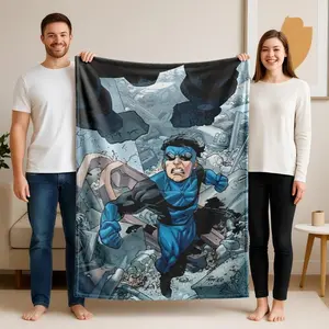 1 piece Nightwing battles enemies amidst the ruins. themed flannel blanket - Modern-style flannel blanket, suitable for sofas and beds, all-season use, super soft and comfortable, digital printing