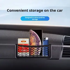 [2pcs] Multifunctional Mobile Phone Storage Net – Universal Car Interior Organizer for Phones, Keys, Cards & Small Essentials, Strong Adhesive Mesh Pocket for Dashboard, Center Console & Seat Side, Space-Saving Auto Storage Accessories