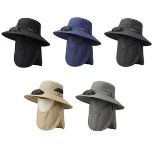 Cooling Fan Sun Hat with Face Shield, Windproof Lightweight Outdoor Cap, Ultimate Summer Heat Relief Accessory, Versatile Protection for All Outdoor Activities summerwins