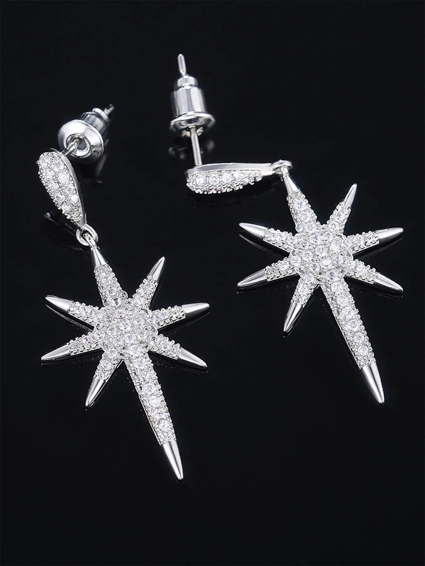 Rhinestone Decorated Dangle Earrings, Elegant Star Design Earrings for Women, Fashion Jewelry for Party, Daily Decor, Trendy All-match & Exquisite Jewelry for Birthday Gift