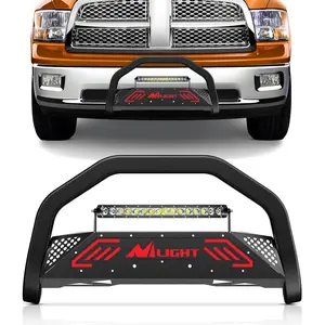 Doe-10	Nilight Bull Bar with Light Bar&License Plate Hole for 2009-2018 Dodge Ram 1500&2019-2024 RAM 1500 Classic (Exl Rebel Sport) Truck Brush Guard Front Bumper Push Bar w/Grille Skid Plate Light Mount