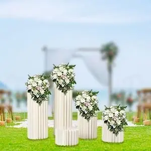 5PCS Cylinder Pedestal Stands for Party Table Cake Pedestal Stand for Parties Columns and Pillars Display for Parties Wedding Birthday Baby Shower Christmas Decorations Foldable Cardboard Flower Circle Ornaments