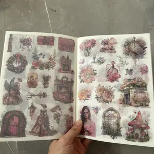 Vintage Large Size Journal Stickers Album, 24 Sheets DIY Scrapbooking Supplies, Creative Paper Cutouts for Journals, Floral Pattern Sticker