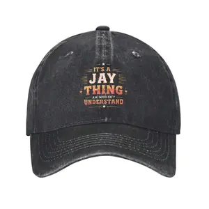 1pc IT's A JAY THING You Wouldn't Understand 3 Funny Graphic Print Text Letters Unisex Adult Adjustable Baseball Cap, Mens And Womens Washable Hat, Fashion Casual Sun Hat Washed Denim Baseball Cap