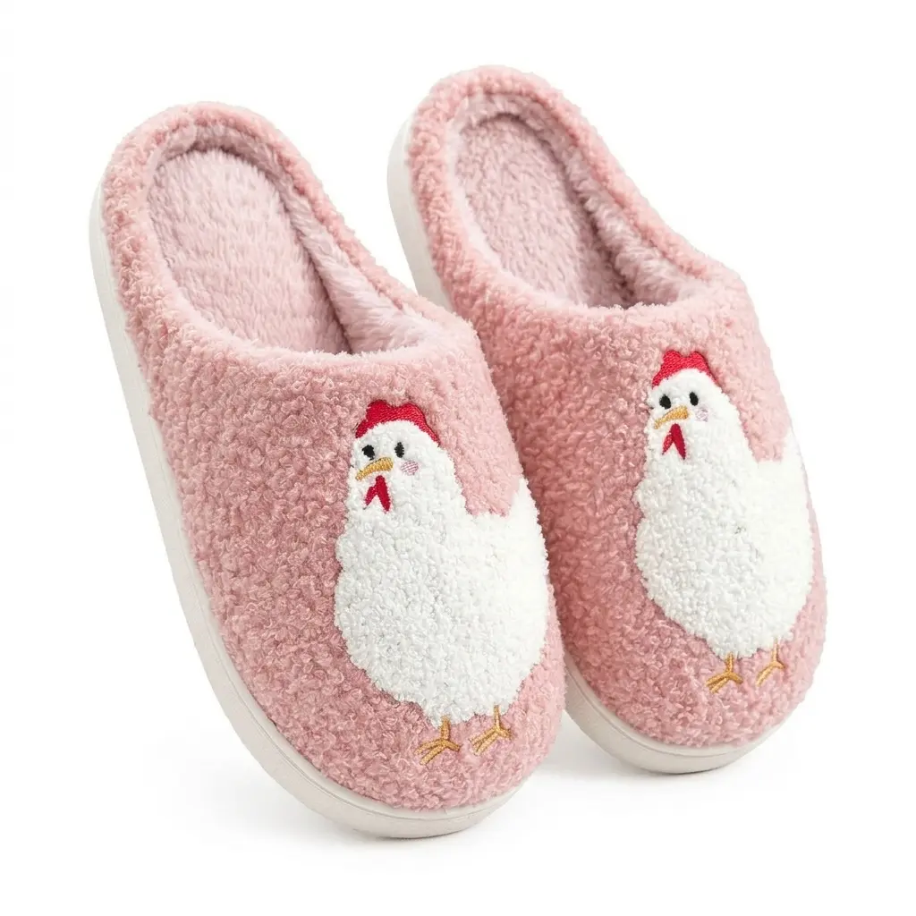 Women's Cute Cartoon Chicken Design Plush Slippers, Casual Soft Comfortable Home Slippers, Warm Slippers for Indoor & Outdoor Use for Fall & Winter, House Slippers Footwear