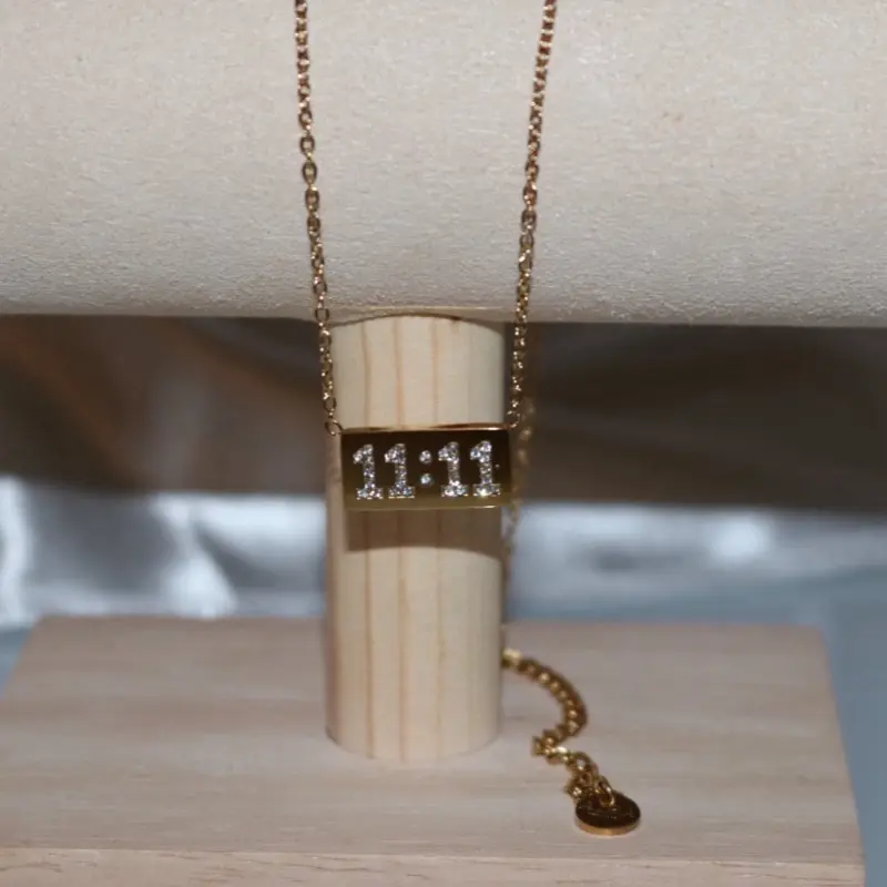 Wish Necklace with 11:11 Pendant and Dainty Gold Chain for Everyday Wear