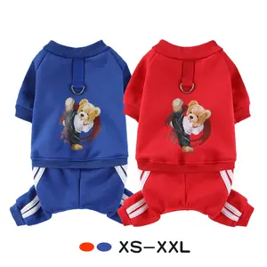 Cute Cartoon Bear Design Pet Onesie, Comfortable Holiday Costumes for Small Dogs & Cats, Fashionable Hoodless Fleece Pajamas
