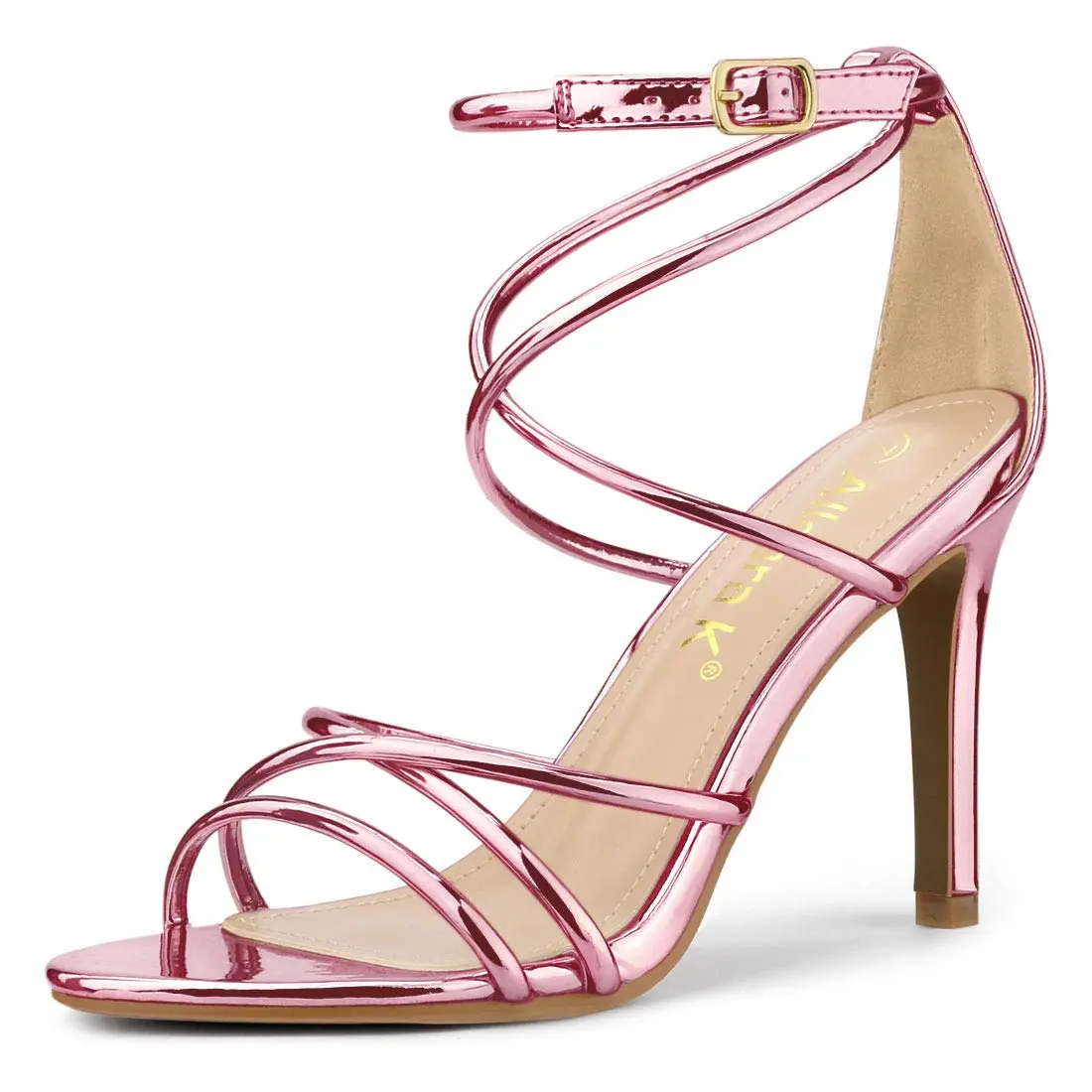 Allegra K Womens Strappy Straps Stiletto Heel Pink Sandals 7.5 M US