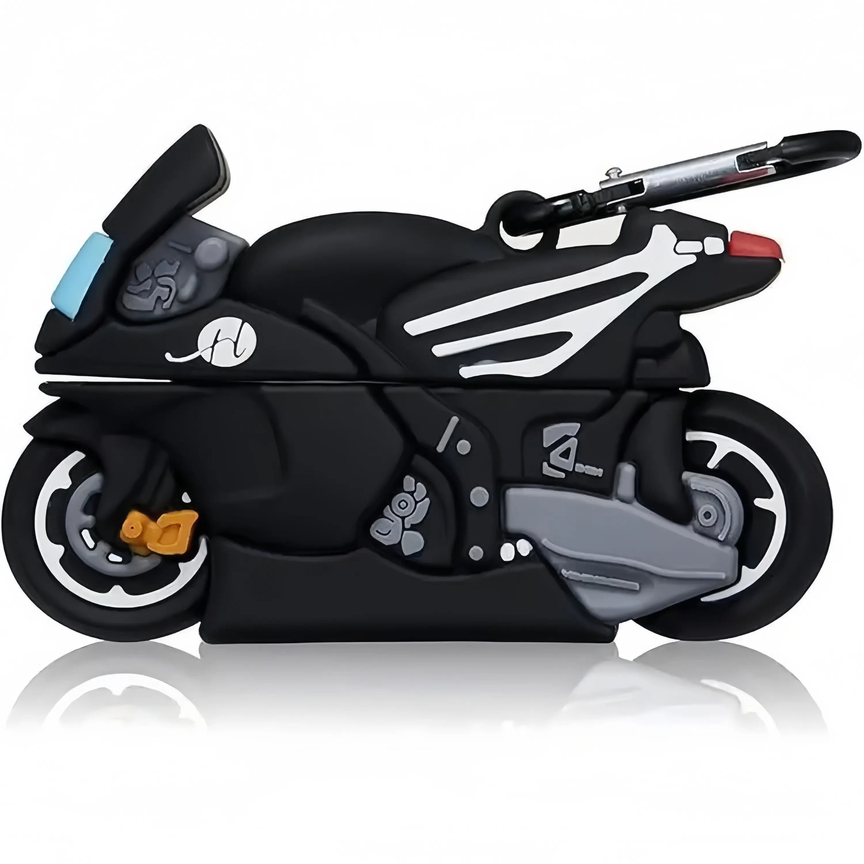 Cool 3D Motorcycle Silicone Case for AirPods Pro 2/1, AirPods 4 & AirPods 3 - Unique Sportbike Design Protective Cover with Keychain, Fun Shockproof Earbud Skin, Ideal Gift for Bikers