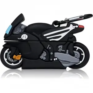 Cool 3D Motorcycle Silicone Case for AirPods Pro 2/1, AirPods 4 & AirPods 3 - Unique Sportbike Design Protective Cover with Keychain, Fun Shockproof Earbud Skin, Ideal Gift for Bikers