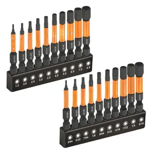 Impact Hex Head Allen Wrench Drill Bit Set 20pcs (Metric&SAE), S2 Steel Hex Bits Set for DIYer, FathersDayGift, machinist,woodworker