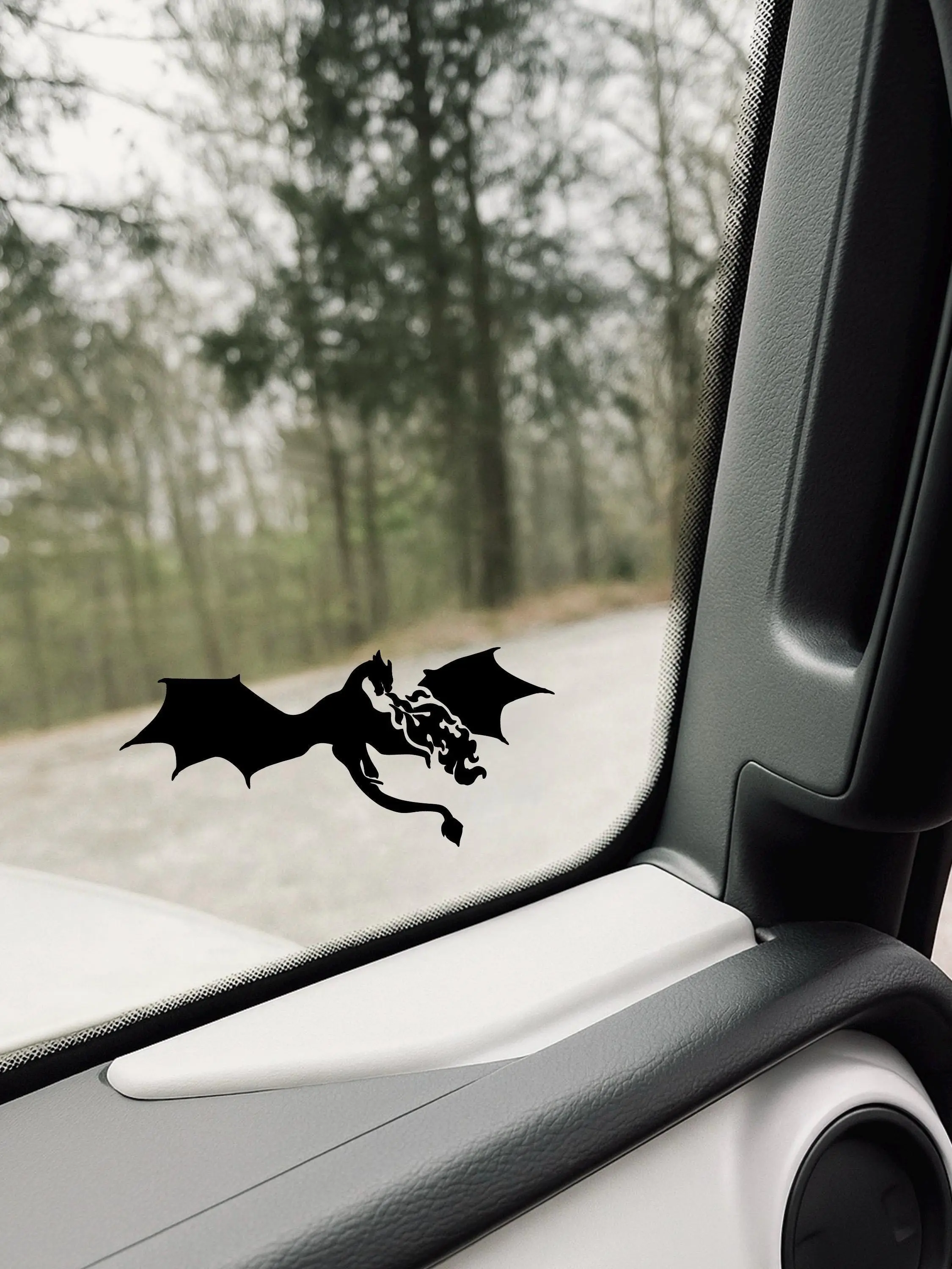 Tiny Fire Breathing Dragon Windshield Sticker | Cute Fantasy Car Decal | Fun Whimsical Easter Egg Accessory